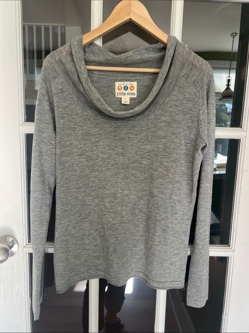 Title Nine Heather Gray Cowl Neck Pullover